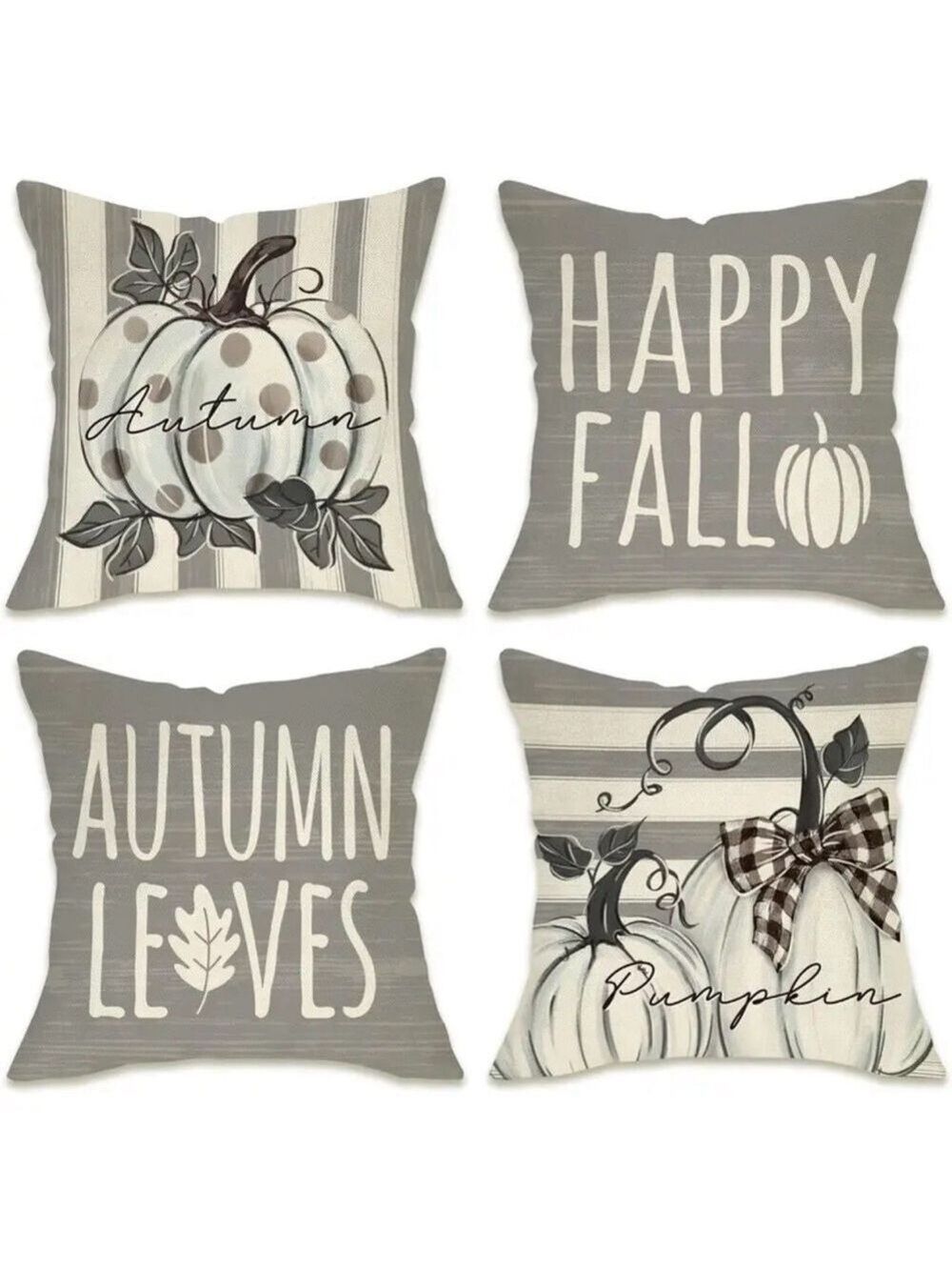 New Set of 4 Pumpkin Fall Throw Pillow Covers 18 x 18